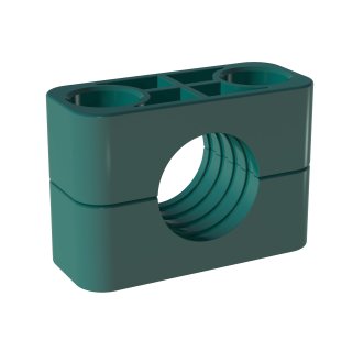 Rohrschelle, Schwere-Baureihe, grün, PP, gerippt