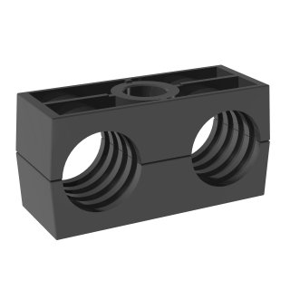 Rohrschelle, Doppel-Baureihe, schwarz, PA, gerippt