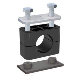 Komplettschelle, Standard-Baureihe, schwarz, PA, glatt, AS kurz