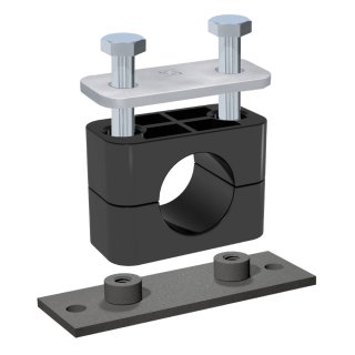 Komplettschelle, Standard-Baureihe, schwarz, PA, glatt, AS lang