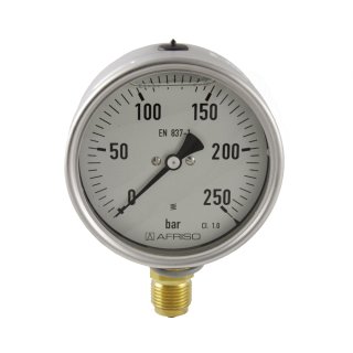 Rohrfeder-Glyzerinmanometer, NG 100, Anschluss unten, G 1/2 Zoll, Typ D801