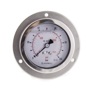 Rohrfeder-Glyzerinmanometer,NG 63,Anschluss hinten mitte,3LF,G 1/4 Zoll,Typ D731