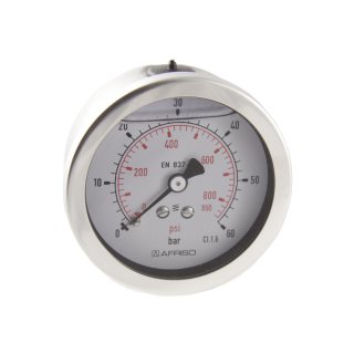 Rohrfeder-Glyzerinmanometer, NG 63, Anschluss hinten mitte, G 1/4 Zoll, Typ D711