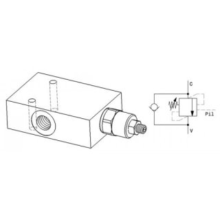 Senkbremsventil einfach, OVCSE3802, G 3/8 Zoll, 50 bar 350 bar, 40 l/min
