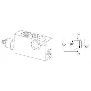 Senkbremsventil einfach, OVCSEC3802, G 3/8 Zoll, 50 bar 350 bar, 280 l/min