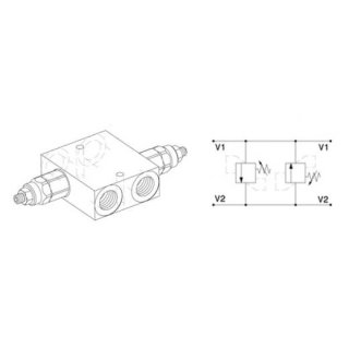 Doppel-Druckbegrenzungsventil, VLP80DIL1202A, 40 bar 250 bar, 80 l/min