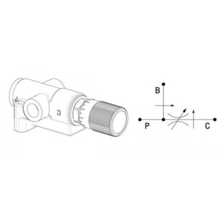 3-Wege Stromregelventil, RFG01V, G 1/2 Zoll, 2 bar 50 bar, max. D 90 l/min