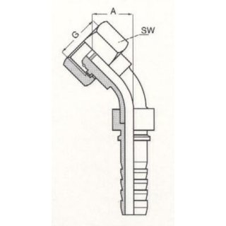 Pressnippel, DN10 DKOL 12 M18 x 1.5, SW22 45°, DKO 24°, metr.