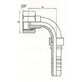 Pressnippel, DN40 DKOL 42 M52 x 2, SW60 90°, DKO 24°, metr.