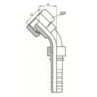 Pressnippel, DN20 DKR 3/4, SW32 45°, Dichtkegel 60°-Konus mit ÜM, BSP