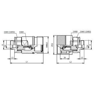 Schraub-Kupplungsmuffe , Schneidringanschluss, BG 6, 30S, Serie HS