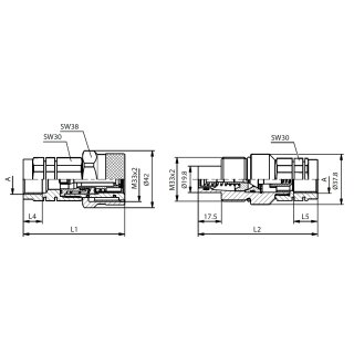 Schraub-Kupplungsmuffe flachdichtend mit IG DIN 3852, BG 2, 3/8 Zoll, FT