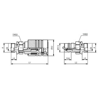 Steck-Kupplungsmuffe mit AG nach DIN 3852, BG 2, 3/8 Zoll, Serie HP
