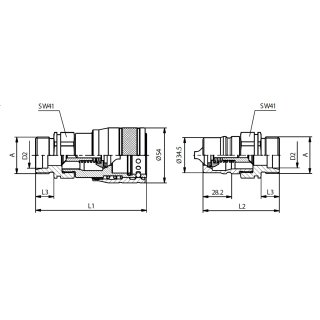 Steck-Kupplungsstecker , Schneidringanschluss, BG 6, 30S, Serie HP
