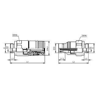 Steck-Kupplungsstecker flachdichtend mit IG DIN 3852, BG 6, 1 zoll, Serie FH