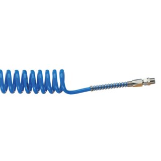 Spiral-Pneumatikschlauch, AG 1/4 Zoll, AD 8 mm, ID 6 mm, PA, blau, AL 5 m