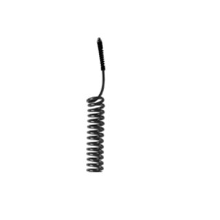 Spiral-Pneumatikschlauch, AG 1/4 Zoll, AD 9,5 mm, ID 6,3 mm, PU, blau, AL 2,5 m