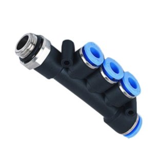 T-Mehrfachverteiler mit zylindrischen AG red., SQST338108, 3/8 Zoll, 10 mm, 8 mm
