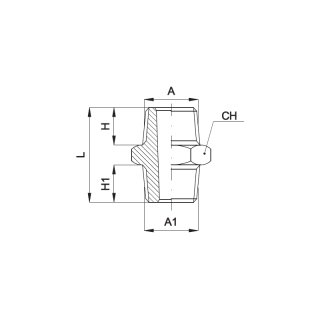 Doppelnippel, Typ A 006 12 12 (9 NC), R 1/2 Zoll / R 1/2 Zoll