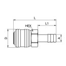 Serie 26KA TF MPX, Verschlusskupplung Schlauchanschluss, 9 mm, NW 7,2 / 40 qmm