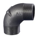 Temperguss Bogen, Typ 94, AG / AG, R 1 Zoll, verzinkt